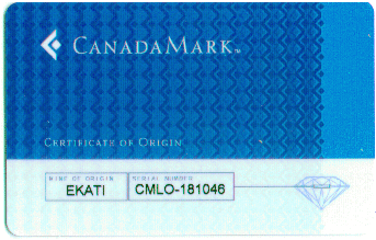 Canadian diamonds CanadaMark certificate